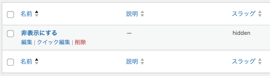 タームの設定内容
